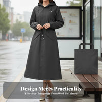 Fashionable Design Long Hooded Raincoat Breathable Fashion Rain Jacket Windproof for Travelers, Campers, Rainy Days, Casual Wear, Outdoor