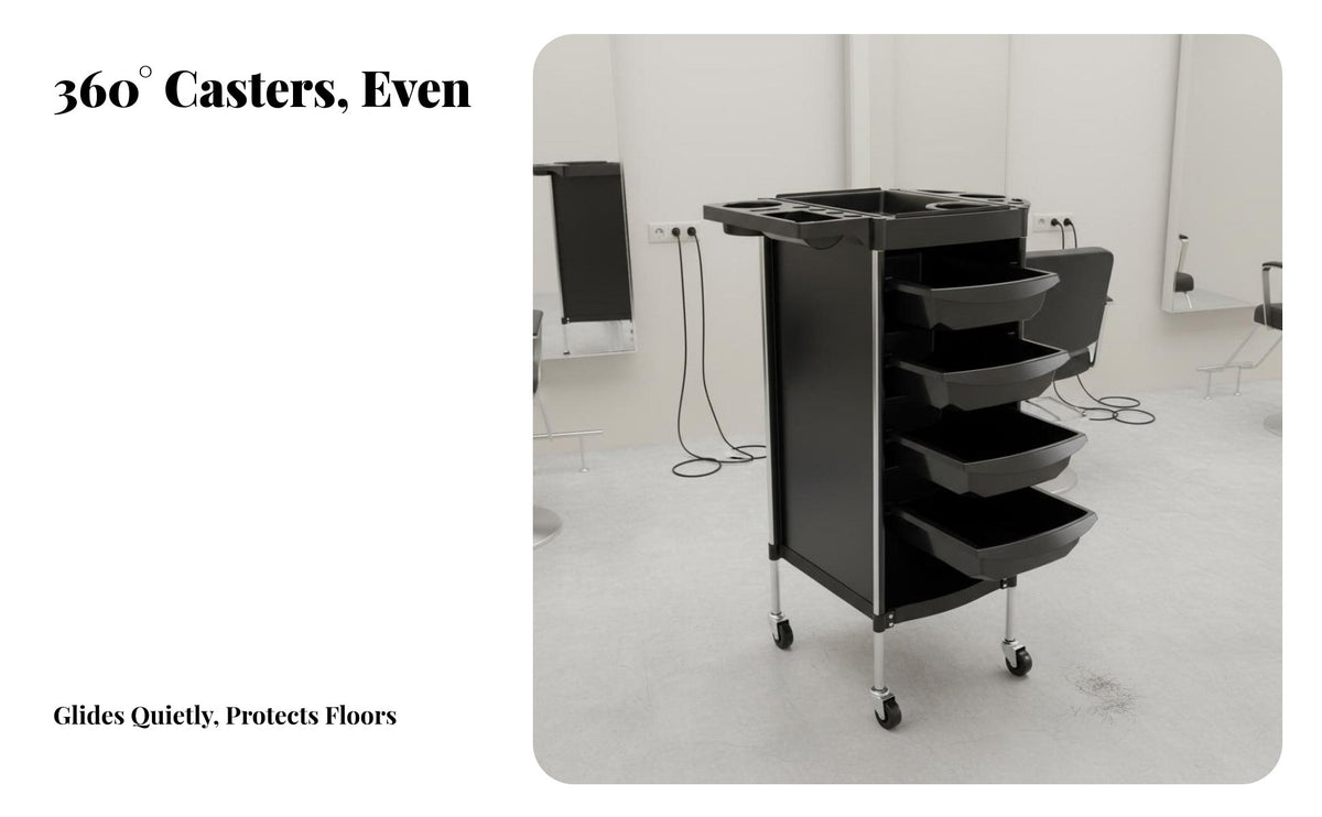 360-Degree Swivel Wheels 5-Drawer Salon Trolley Integrated Tool Holder 5-Drawer Salon Trolley Spacious Drawers Rolling Organizer Versatile Use for Hair Stylists, Beauticians Artists, Beauty Parlor, Barbershop, Spa, Bathroom