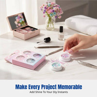 DIY Sequin Nail Art, Round Box, Floral Petals, Face Accessory