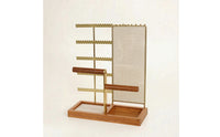 Jewelry Organizer Stand with Wooden Base Space-Saving for Vanity, Dresser, Women