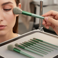13 Pieces 13 Piece Cosmetic Brush Kit Soft Bristles Green Makeup Brush Set