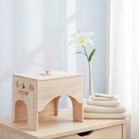 Cabinet-Style Warmth Application Box Arched Cutouts Wood Warmth Application Box Side Handle Botanical Warming Roll