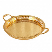 Serving Tray with Handles Round Metal Serving Tray Elegant for Hosts, Weddings