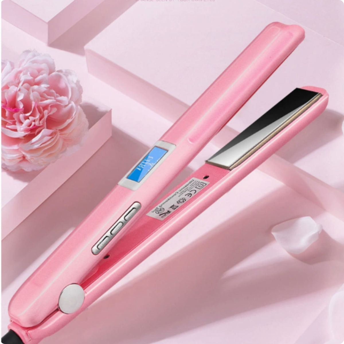 360-Degree Rotating Cord Sonic Hair Repair Straightener Adjustable Cold Flat Iron Clamp Style Sonic Flat Iron Display Window