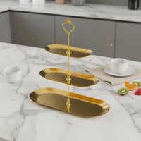 3 Tier Dessert Stand Metal Frame Stainless Steel Dessert Tray Easy to Clean