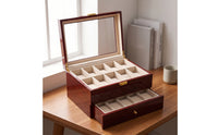 Watch Box with Drawer Padded Watch Display Case Shielded Organizer for Dresser