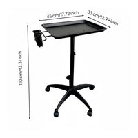 Hairdressing Trolley Wheeled Salon Tray on Wheels Large Storage Surface Stylist Rolling Cart for Hairdressers, Nail Technicians