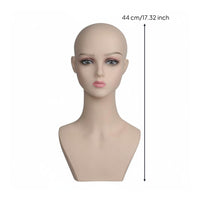 Hairpiece Mannequin Head Bald Cap Area PVC Hairpiece Head Neck and Shoulders