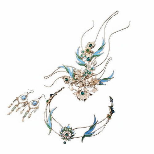 Peacock Hair Adornment Set Classical Design Traditional Chinese Attire Headpiece Set Traditional Chinese Attire Hair Jewelry