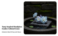 Lustrous Bead Lotus Crown Vintage Design Traditional Chinese Attire Hair Accessory Gauze Flower Headdress Celestial Ancient