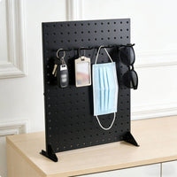 Metal Pegboard Display Stand Space-Saving Metal Pegboard Display Stable Base Freestanding Perforated Panel for Retailers, Market Stalls, Entryway