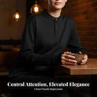 Long Sleeve T-Shirt, Classic Button Design, Breathable blend, Casual Autumn Top for Youth