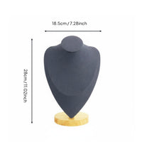 Necklace Display Bust Wooden Base Jewelry Bust Display Elegant Design Mannequin Neck Stand for Retail Store, Dresser Top, Craft Fair