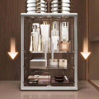 Cosmetic Storage Cabinet Vertical Handles Tabletop Makeup Cabinet Transparent