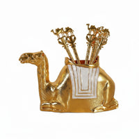 7 Pieces Camel Spoon Set with Holder Shiny Finish for Afternoon Tea, Party