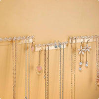 3 Pieces Jewelry Hook Strip Space Saving Necklace Hanger Clear Plastic