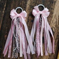 Decorative Boot Ornament Pearl Bead Strands Ribbon Boot Ornament Layered