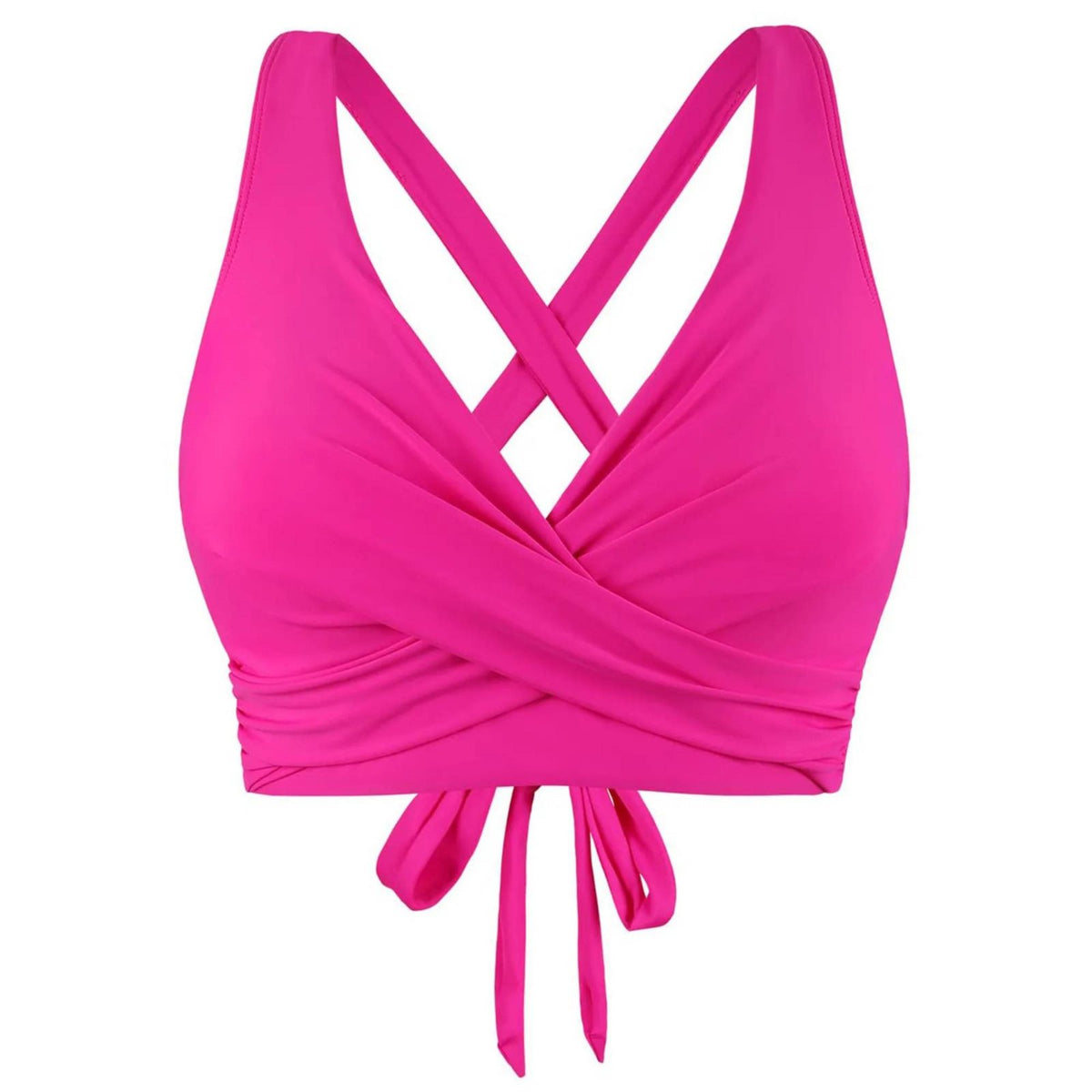 Stretchy Material Cross Swim Top Removable Pads Cross Back Swim Top Flattering Fit for Adults, Teens, Summer, Swimming