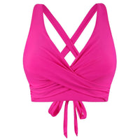 Stretchy Material Cross Swim Top Removable Pads Cross Back Swim Top Flattering Fit for Adults, Teens, Summer, Swimming