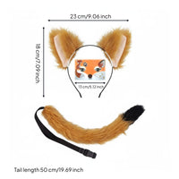 Ears Headband and Tail Set Cute Design Soft Costume Set Super Soft Furry Animal Ears Headband for Kids, Cosplayers, Halloween