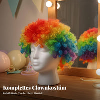 Clown Costume Set Curly Hair Polka Dot Clown Outfit Comfortable for Cosplayers