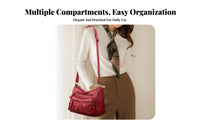 Multi Pocket Crossbody Bag Large Capacity Multi-Compartment Crossbody Bag Lightweight Soft PU Leather Shoulder Purse for Moms, Travel, Shopping