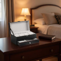 Double-Layer Watch Box Pull-out Drawer Watch and Jewelry Box Padded Slots