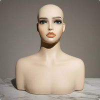 Hairpiece Display Head PVC Mannequin Head Bust Shoulder Design for Beauty Salon