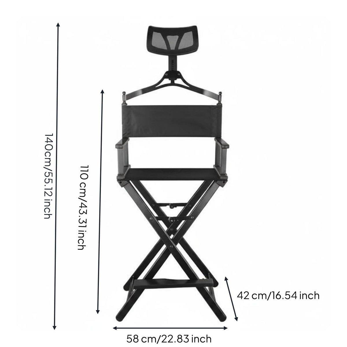 Aluminum Folding Director Chair Heavy Duty Portable Furniture with Headrest