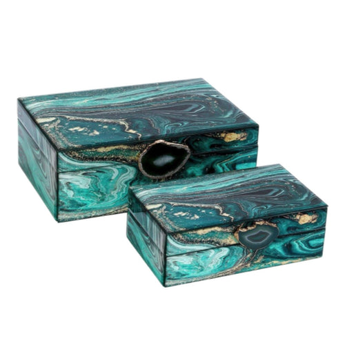 2 Pieces Jewelry Box with Hinged Lid Tabletop Storage Decorative for Gift