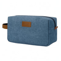 Canvas Toiletry Bag Woven Texture Waterproof Toiletry Bag Structured