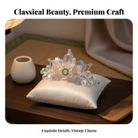 Traditional Chinese Attire Hairpiece Elegant Design Iridescent Flower Hair Crown Crystal Bead Crown Handmade Vintage