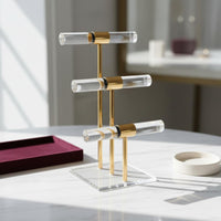 Acrylic Jewelry Display Stand Sturdy Necklace Display Rack Acrylic Necklace Holder Versatile 2-Tier Crossbar Stand Jewelry Stand