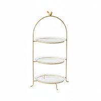 Gilded Feathered Cake Stand Decorative Display Multi Tier Dessert Stand Metal Frame Home Decor for Vanity