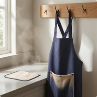 Striped Kitchen Apron Long Shoulder Ties Home Textile Textured