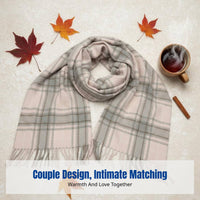 Plaid Scarf, Thickened Autumn Winter Wrap, Soft Cashmere Feel, Unisex, Korean Style, Large Rectangle