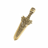Sword Locket Geometric Engraving Gold Sword Locket Engraved Pattern