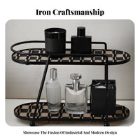 Light Luxury Design Iron Makeup Stand Space Saver Double Layer Cosmetic Rack Long-Lasting Material for Women, Bedroom