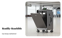 USB Charging Port Front-Accessing Carry-on Suitcase Built-in Cup Holder Hardshell Carry-on with Front Pocket Airline Approved Trolley Case 360° Wheels for Business Travelers, Frequent Flyers, Vacatisingle-Touchrs, Airports, Weekend Break Getaways