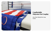 Skin-Friendly Hooded Boxer Robe with Shorts Breathable Hooded Boxing Robe and Shorts Set Soft American Flag Boxing Costume for Cosplayers, Party Goers, Cosplay Events, Themed Parties, Independence Day, Stage Performances