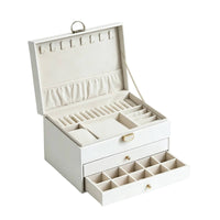Jewelry Box with Mirror Hard-Sided Jewelry Box with Drawers Sturdy for Vanity