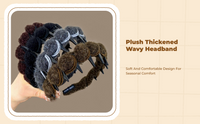 Plush Wavy Headband for Women, Thick, Non-Slip
