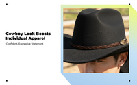 Wool cowboy hat, wide brim, unisex