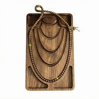 Wooden Bracelet Display Tray Rounded Edges Carved Jewelry Tray Compartments