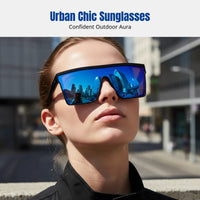 Trendy Punk Sunglasses, Large One-Piece Lens, Outdoor, Cycling, Unisex, Colorful Frame