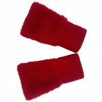 Korean Style Flip Cover Half Finger Gloves, Knitted Plush, Windproof, Autumn Winter, Cycling