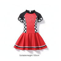 Racing Dress Zipper Closure Racing Costume Flared for Stage Performances, Girls