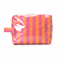 Zippered Striped Toiletry Pouch Soft Structured Travel Accessory