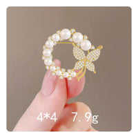 Pearl and Rhinestone Brooch Anti-Exposure Elegant Clothing Pin Long-Lasting