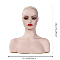 Hairpiece Head with Shoulders Sturdy Mannequin Bust Realistic Mannequin Head with Shoulders for Salons